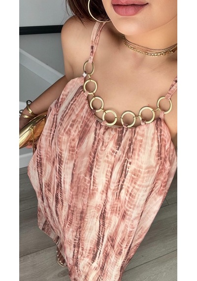 Marka Model Halkalı Batik Elbise Çok Renkli