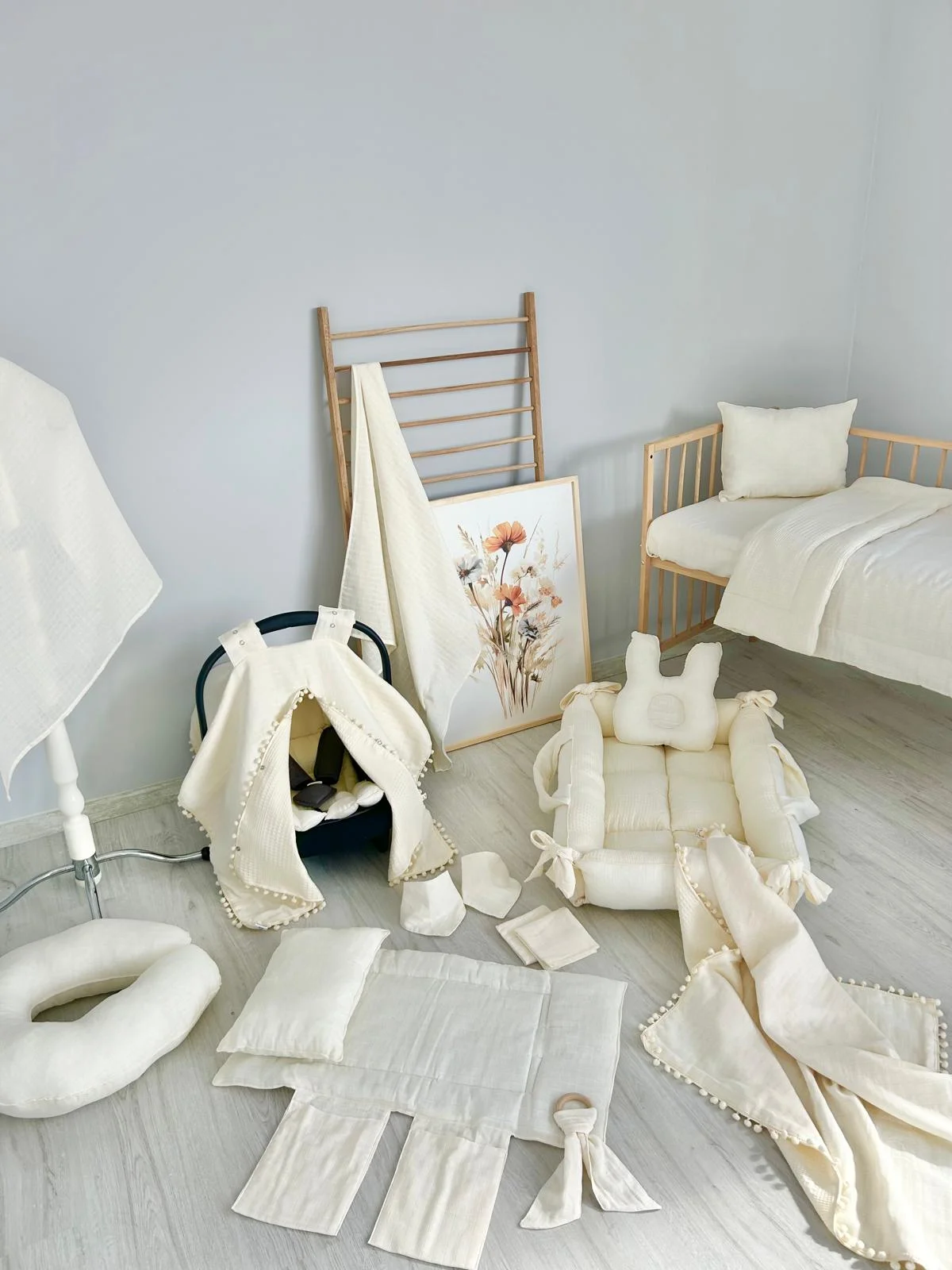 %100 Pamuk 18 Parça Çift Katlı Set Krem