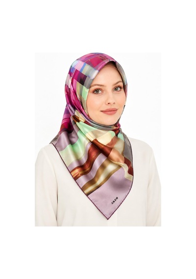 Aker Saf Twill İpek Eşarp -asm7703713 - 991 Çok Renkli