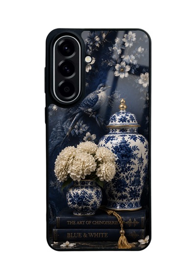 Samsung Uyumlu  A57 Chinoiserie Blue Bloom Tasarımlı Glossy Telefon Kılıfı