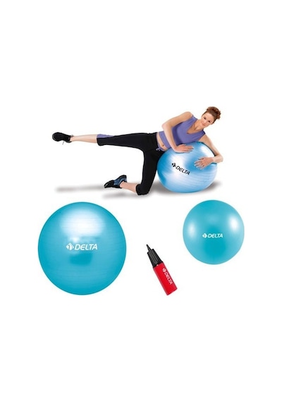 Delta 55 Cm Pilates Topu 25 Cm Mini Denge Topu ve Pompası Seti