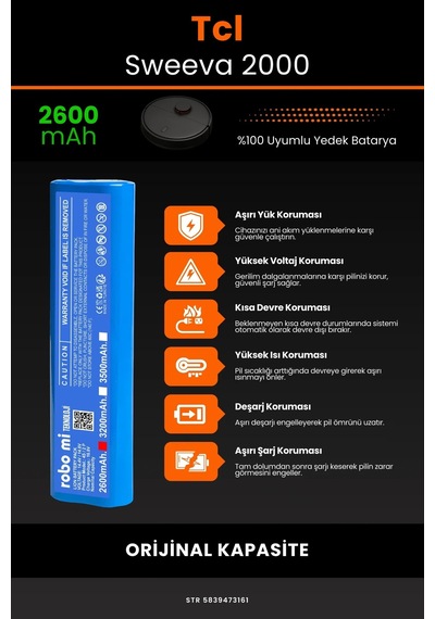 Tcl Sweeva 2000 Serie 2600mAh Robot Süpürge Bataryası