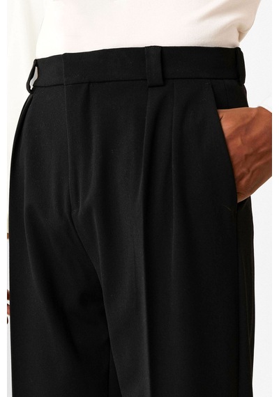 Antioch Yüksek Bel Pileli Relaxed Fit Baggy Erkek Pantolon Siyah