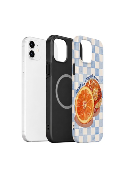 Apple iPhone Uyumlu 11 Vorian Çift Katmanlı Magsafe Kılıf Orange Press Collage