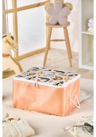 Serstil Safari Animals Serisi Mini Hurç - Fermuarlı Çocuk Odası Düzenleme Kumaş Saklama Organizer 30x22x18cm