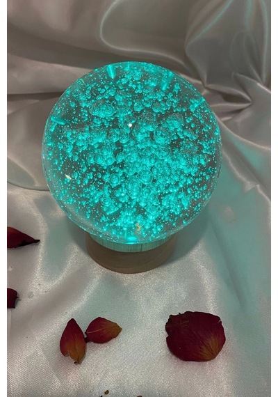 3d Led Işık Cam Küre Çok Işıklı Ahşap Hava Kabarcığı Büyük Boy 10 Cm