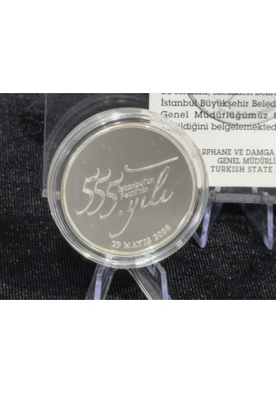 2008 İstanbul Un Fethinin 555. Yılı 925 Ayar Gümüş Proof Hatıra Para Sertifikalı