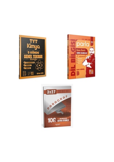 2027 2027 Benim Hocam Tyt Kimya 5 Günde Genel Tekrar Kampı + Türkçe Kpss Msü Parla Dil Bilgisi Konu Özetli Konu 3'lü Set