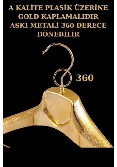 Ceket Askısı Gold Plastik Kıyafet Takım Elbise Askısı 3 Adet Diğer