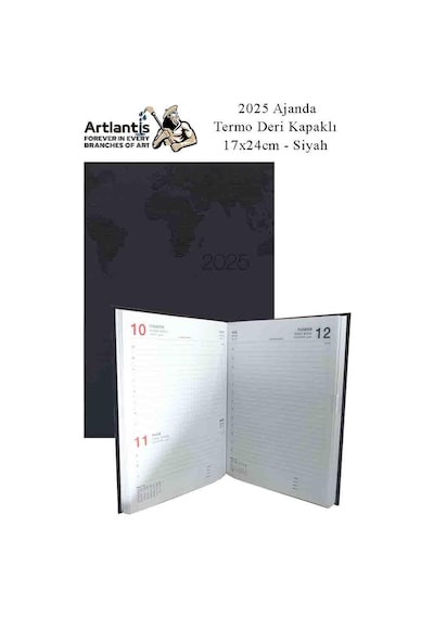 2025 Ajanda Ciltli Termo Kapak 1 Adet 17x24 Cm Ajanda 2025 Çizgili Ajanda Günlük Planlayıcı Termo Kapak 7000 Ofis Okul Siyah