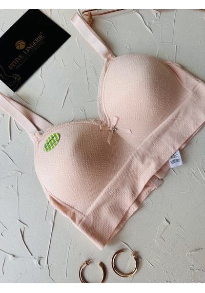 Celine C Cup Bambu Hisli Ultra Rahat Polamid Kumaştan Dokulu Dant Pudra