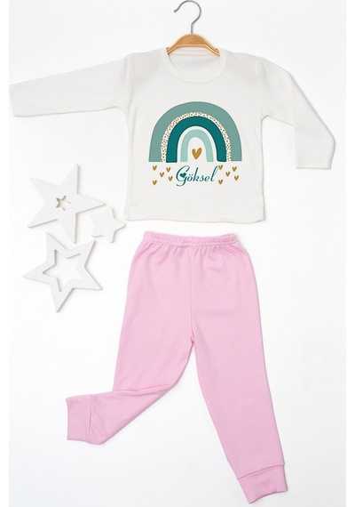 Pia Baby İsme Özel Erkek Çocuk Pijama Takımı %100 Pamuk Penye İsim Baskılı Kişiye Özel Çocuk Pijaması 10554p14pi Krem