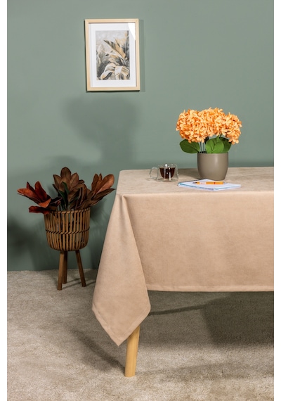 Elart Soft Kadife Masa Örtüsü Dikdörtgen 150x220 Cm Vizon Vizon