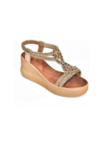 Fox Shoess258188009 Bakır Dolgu Tabanlı Kadın Sandalet Bakır