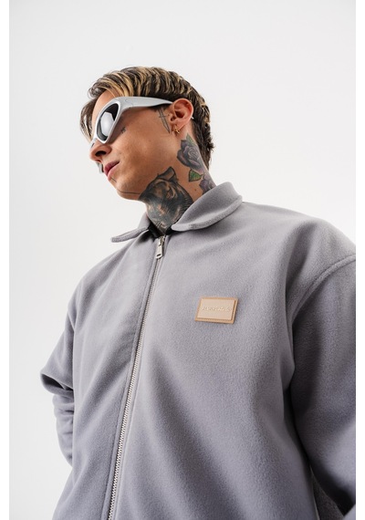 Respire Erkek Zip Oversize Polar Ceket Gri