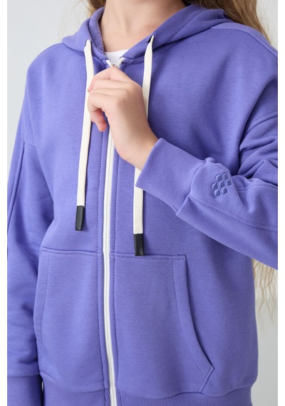 Tommy Life Eflatun Pamuklu İçi Tüylü Yumuşak Dokulu Standart Fit Nakışlı Kız Çocuk Sweatshirt - 75149 Eflatun