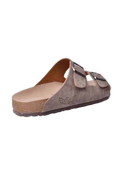 Fly Soft S902.002 Unısex Çift Tokalı Mantar Taban Comfort Terlik Vizon Siyah