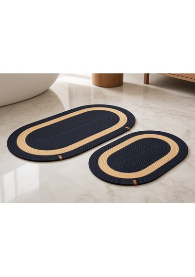 Nakkaş Home 2'li Jüt Klozet Takımı Siyah-gold 2li Oval