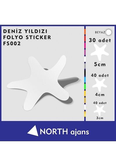 Deniz Yıldızı Folyo Duvar Sticklerı Beyaz