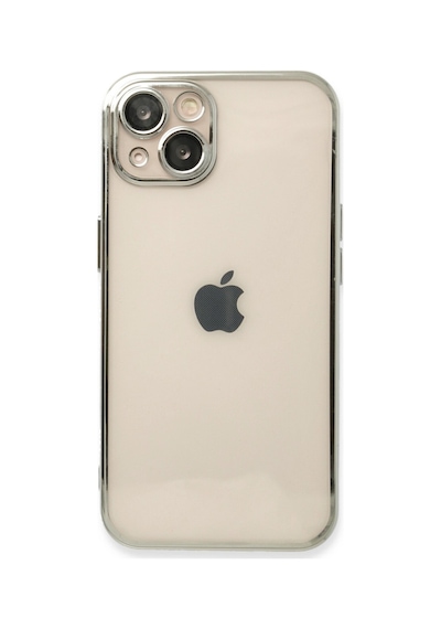 Apple Uyumlu iPhone 13 Uyumlu Kılıf Lensli Silikon - Gümüş