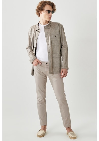 AC&Co / Altınyıldız Classics Altinyildiz Classics Erkek Taş 360 Derece Her Yöne Esneyen Slim Fit Dar Kesim Pamuklu Rahat Pantolon 4A1400000101TAS58 Taş