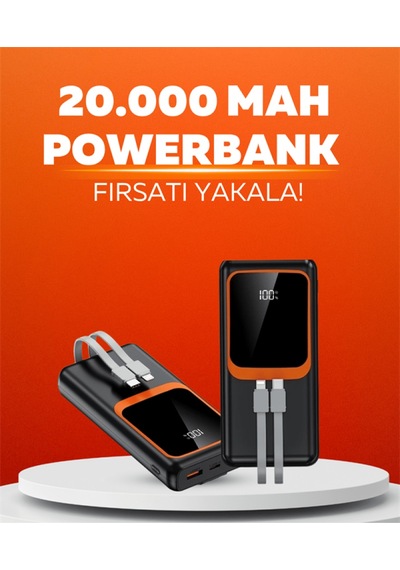 20.000 Mah Powerbank 22.5w Hızlı Şarj, Çok Kablolu, Dijital Göstergeli Diğer