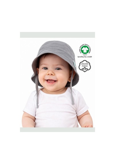 Organik Pamuk Müslin Bebek Şapkası - Duman