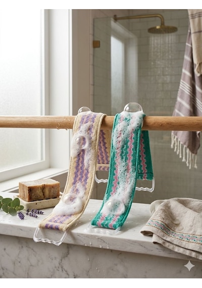 Uzun Banyo Lifi Plastik Saplı Lif Sırt Lifi 2 Adet Duş