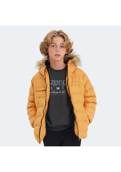 Slazenger CALISTO Çocuk Kapüşonlu Şişme Sarı Mont & Kaban