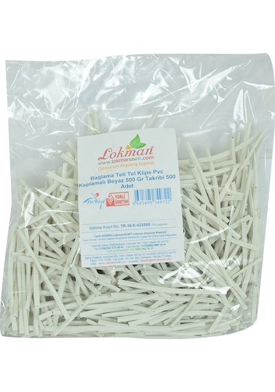 Lokman Avm Bağlama Teli Tel Klips Pvc Kaplamalı Beyaz Takribi 500 Adetli 500 G