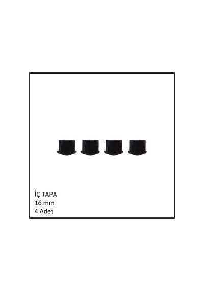 Plastik İç Tapa, Yuvarlak, 16 Mm 4 Adet Siyah