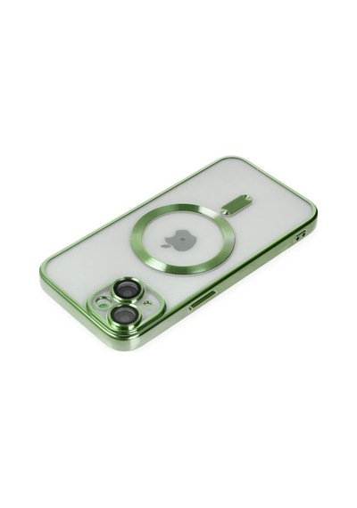 Apple iPhone Uyumlu  14 Plus İçin Kılıf Kamera Lens Korumalı M-safe Destekleyen Şeffaf Silikon Kross Kapak Koyu Yeşil