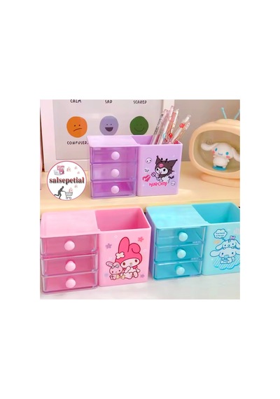 Cinnamoroll Kalem Kutusu Masaüstü Kalemlik Cinnamoroll Çekmeceli Kalem Kutusu Masa Üstü Organizer Turkuaz