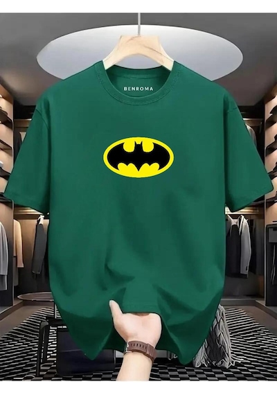 Çizgi Film Karakterli Baskılı Oversize Tişört Yeşil