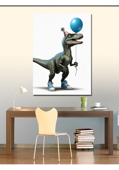 Kanvas Tablo Balonlu Dinozor 70cmx100cm