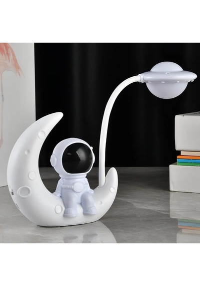 Yaratıcı Ay Astronot Gece Lambası Led Masa Okuma Lambası Şarj Edilebilir Küçük White Beyaz