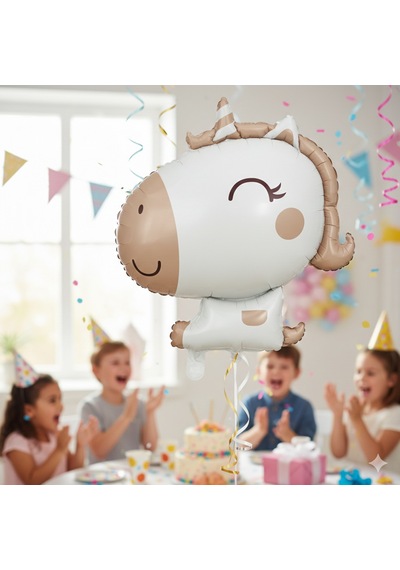 51x54 Cm Retro Unicorn Karamel Folyo Balon - Doğum Günü Parti Dekorasyon Balonu Çok Renkli
