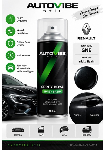 Renault Gne Yıldız Siyahı Sprey Boya - Sprey Basım