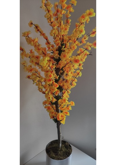 Rüzgar Çiçekcilik 145 Cm Metal Saksıda Sarı Bahardali Sari