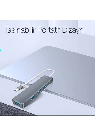 Ally Ads-301c 5 İn 1 Type C Dönüştürücü 4 Usb Portlu Adaptör Hub Çoklayıcı- 5775