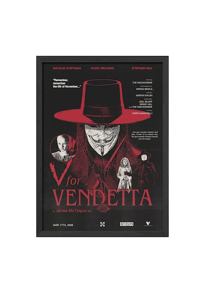 V For Vendetta Siyah Ahşap Çerçeveli Poster, Dekoratif Film Duvar Tablosu