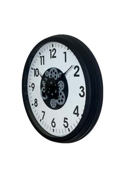 Siyah Standart 60 Cm Çarklı Duvar Saati Çok Renkli