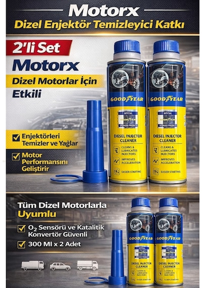 Dizel Enjektör Temizleyici Yakıt Katkısı 2x300 Ml 2 Li Set Motorx