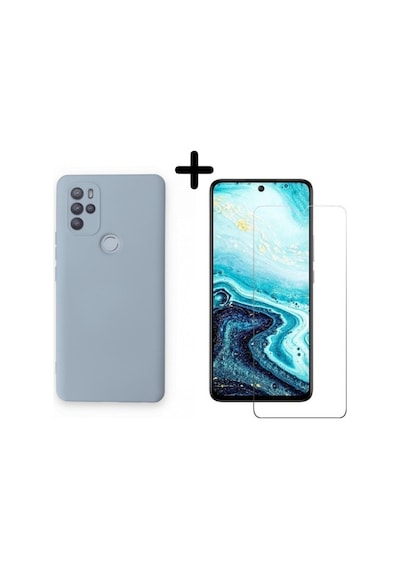 Omix X300 Lansman Içi Kadife Telefon Kılıfı Ve Temperli Cam Ekran Koruyucu Col179451-buz Mavisi