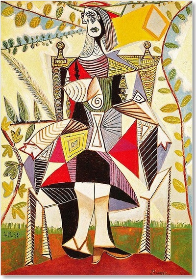 Cakasepetim Seated Woman İn A Garden, 1938 By Picasso Ahşap Mdf Tablo