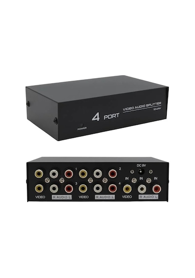 Av-104 4 Port Av Cvbs Rca Video Audio Splitter Çoğaltıcı Dağıtıcı