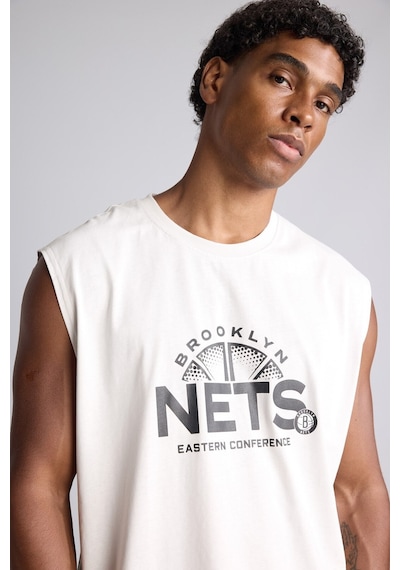 Defacto Nba Brooklyn Nets Bisiklet Yaka Boxy Fit Bisiklet Yaka Atlet H8273ax26augr519 Gri-gr519