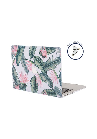 Apple Uyumlu MacBook Pro Kılıf 13inç M1-m2, Flower02 Type-c'li Model A2338 A2289 A2251 A1706-08 A1989 A2159 İle Beyaz