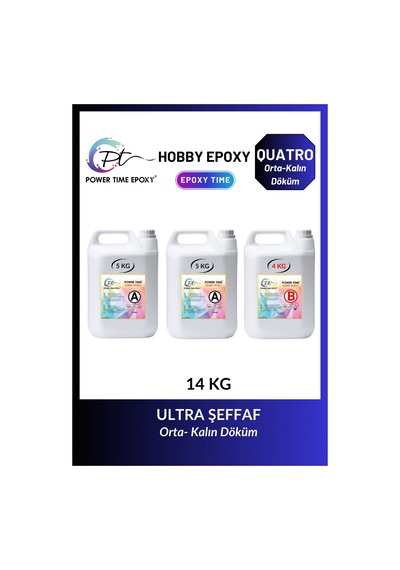 14 Kg Hobby Epoxy Quatro Kalın Döküm Şeffaf Epoksi Reçine