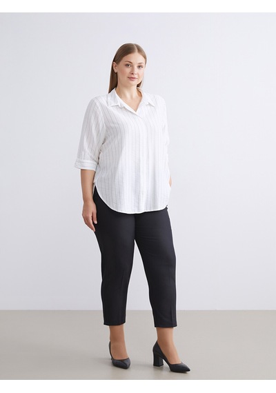 Lcwaıkıkı Classic Beyaz Loose Fit Çizgili Bluz